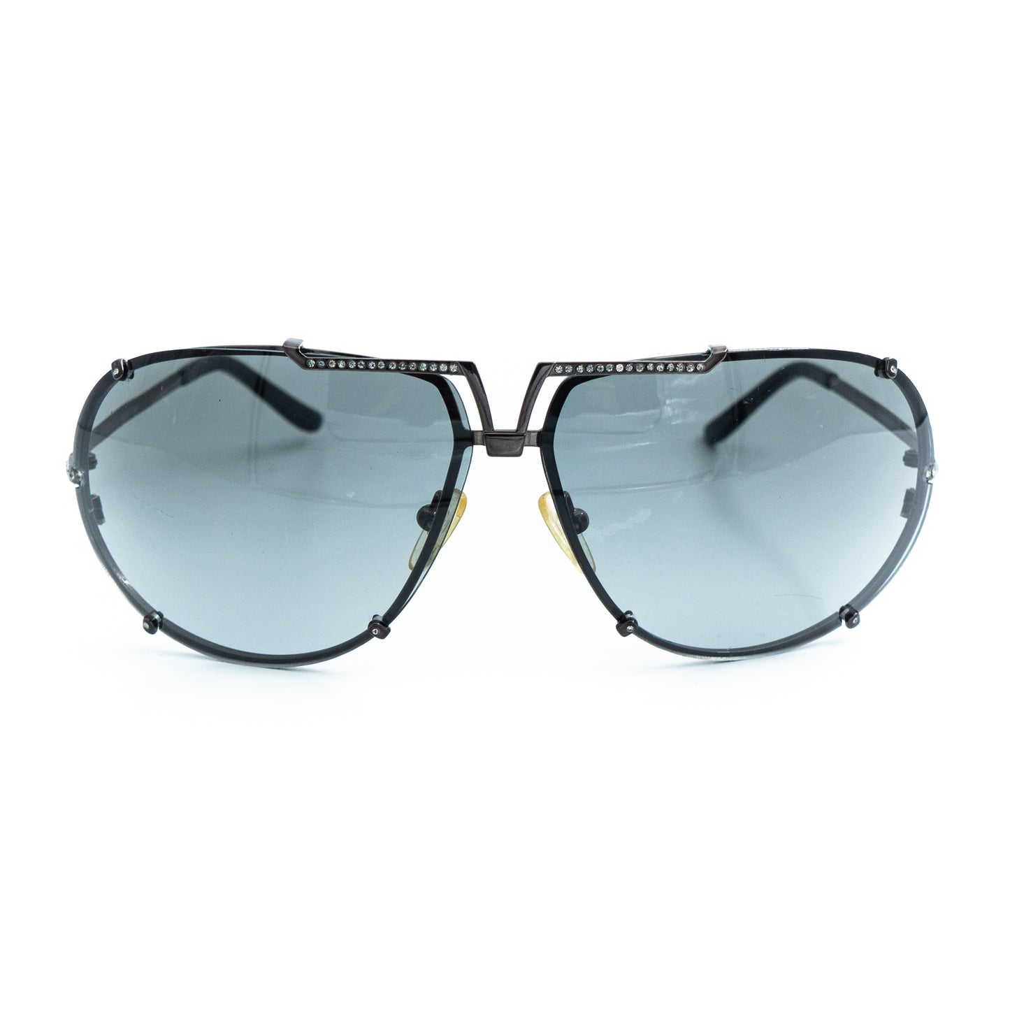 Valentino 5437/S Black Silver Aviator Mask Sunglasses Vintage