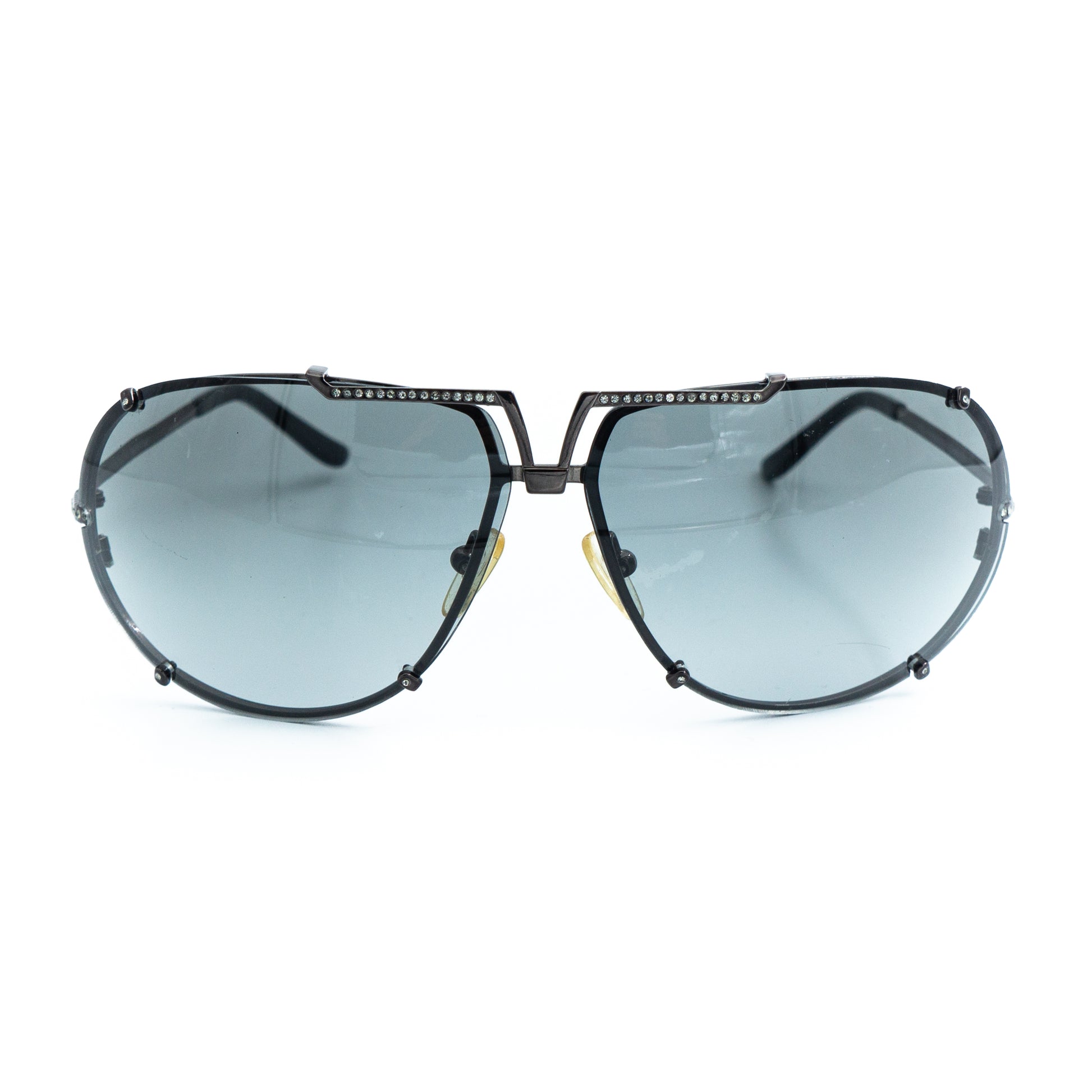 Valentino 5437/S Black Silver Aviator Mask Sunglasses Vintage