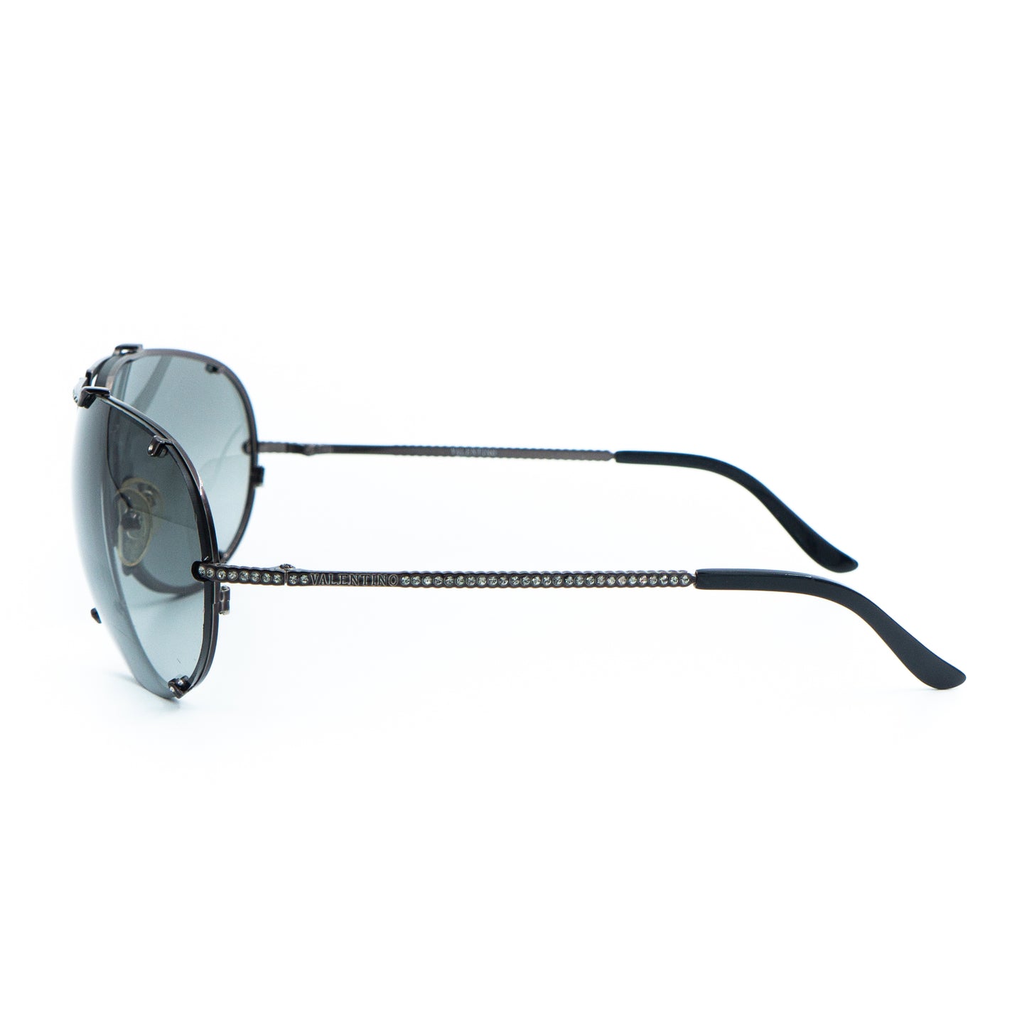 Valentino 5437/S Black Silver Aviator Mask Sunglasses Vintage