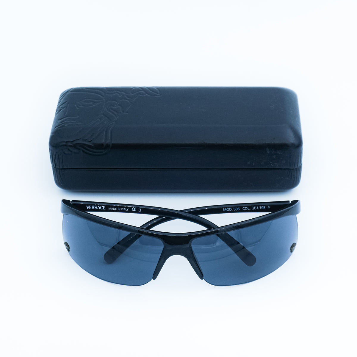 Versace MOD 536 Sport Black Wrap Sunglasses Vintage