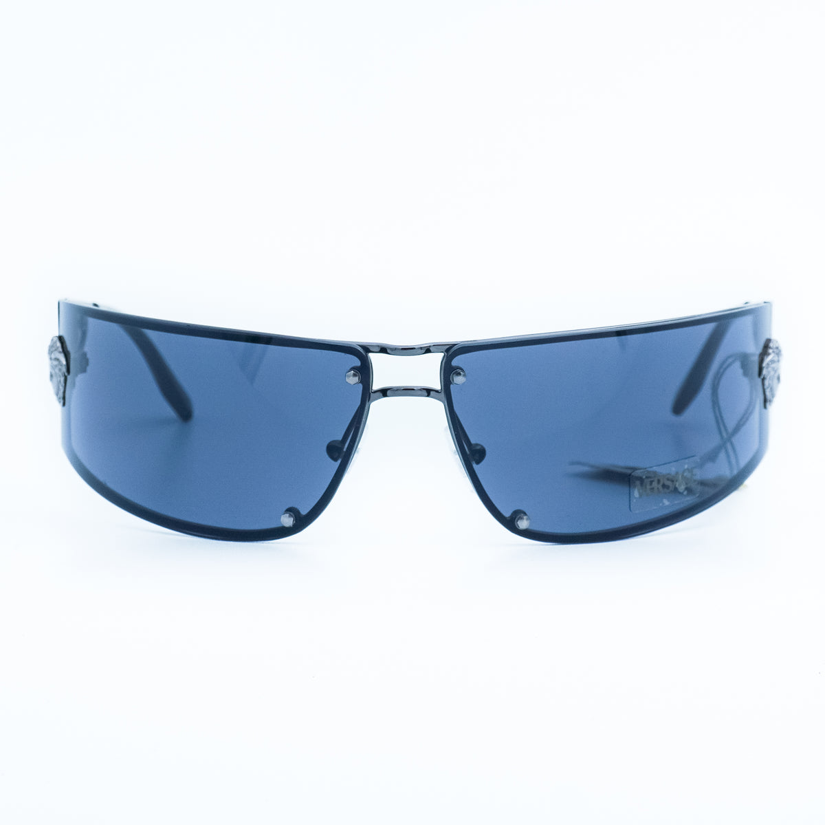 Versace MOD N28 Medusa Wrap Shield Black Sunglasses Vintage