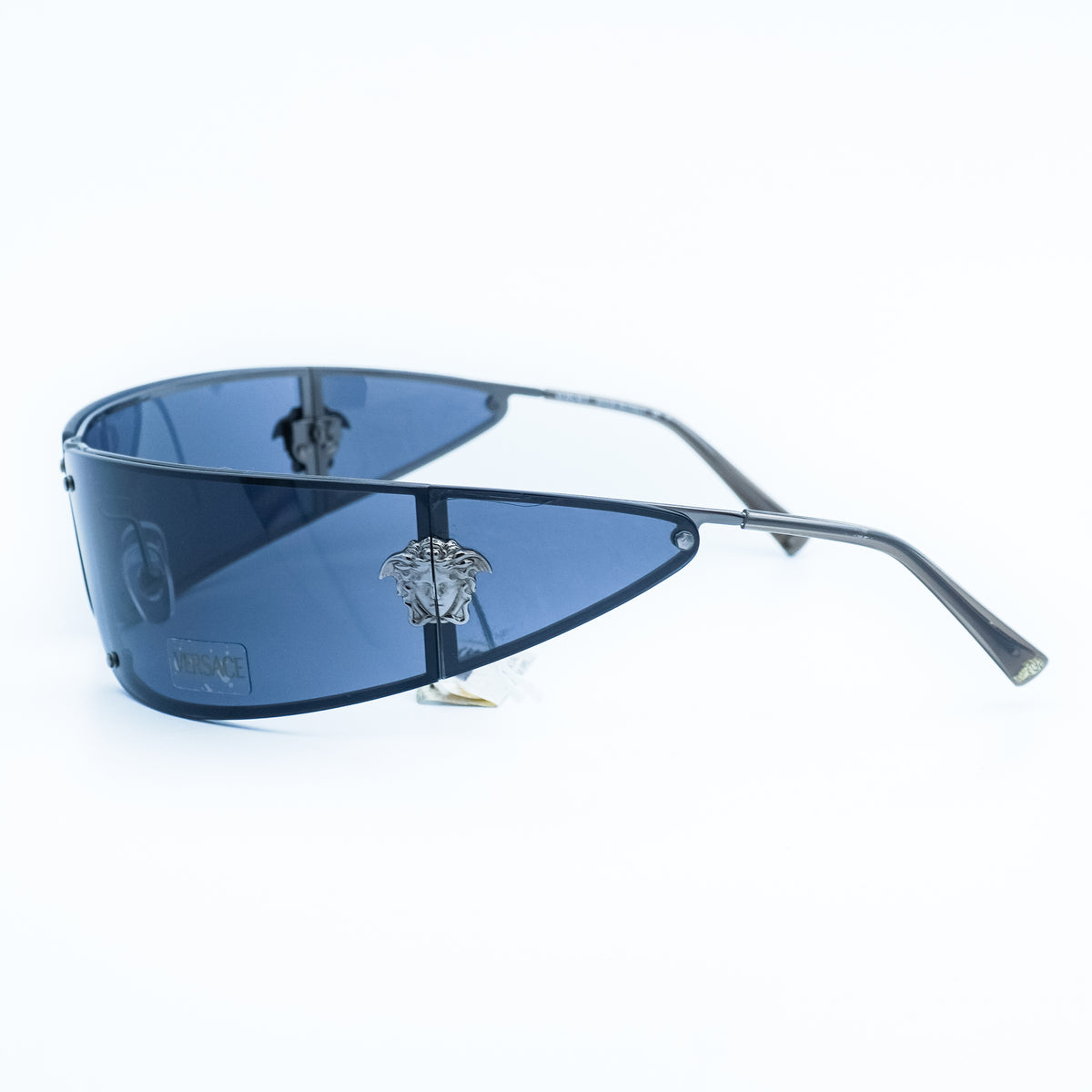 Versace MOD N28 Medusa Wrap Shield Black Sunglasses Vintage