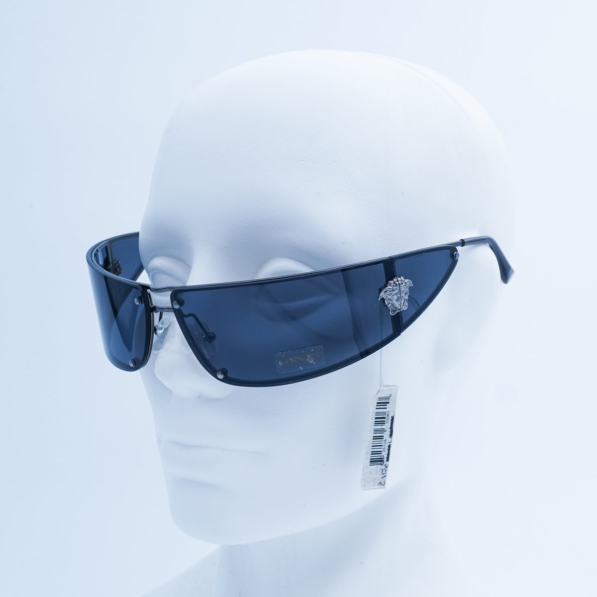 Versace MOD N28 Medusa Wrap Shield Black Sunglasses Vintage