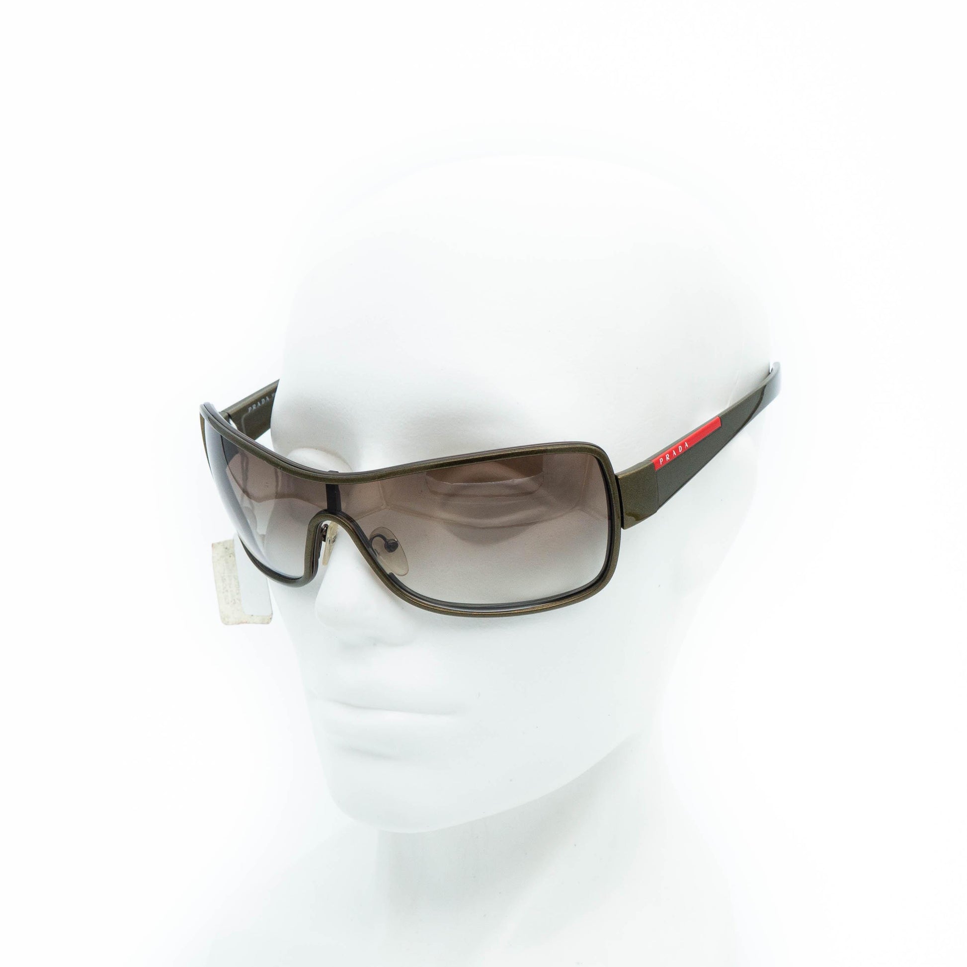 PRADA SPS 55G green khaki shield mask vintage sunglasses