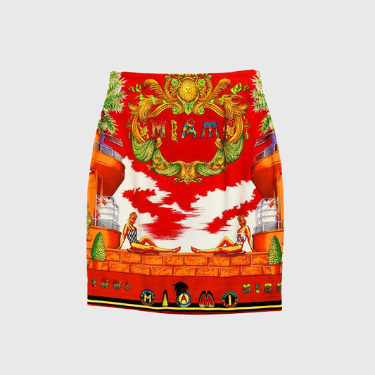 GIANNI VERSACE Rare MIAMI Skirt Orange Vintage 90s