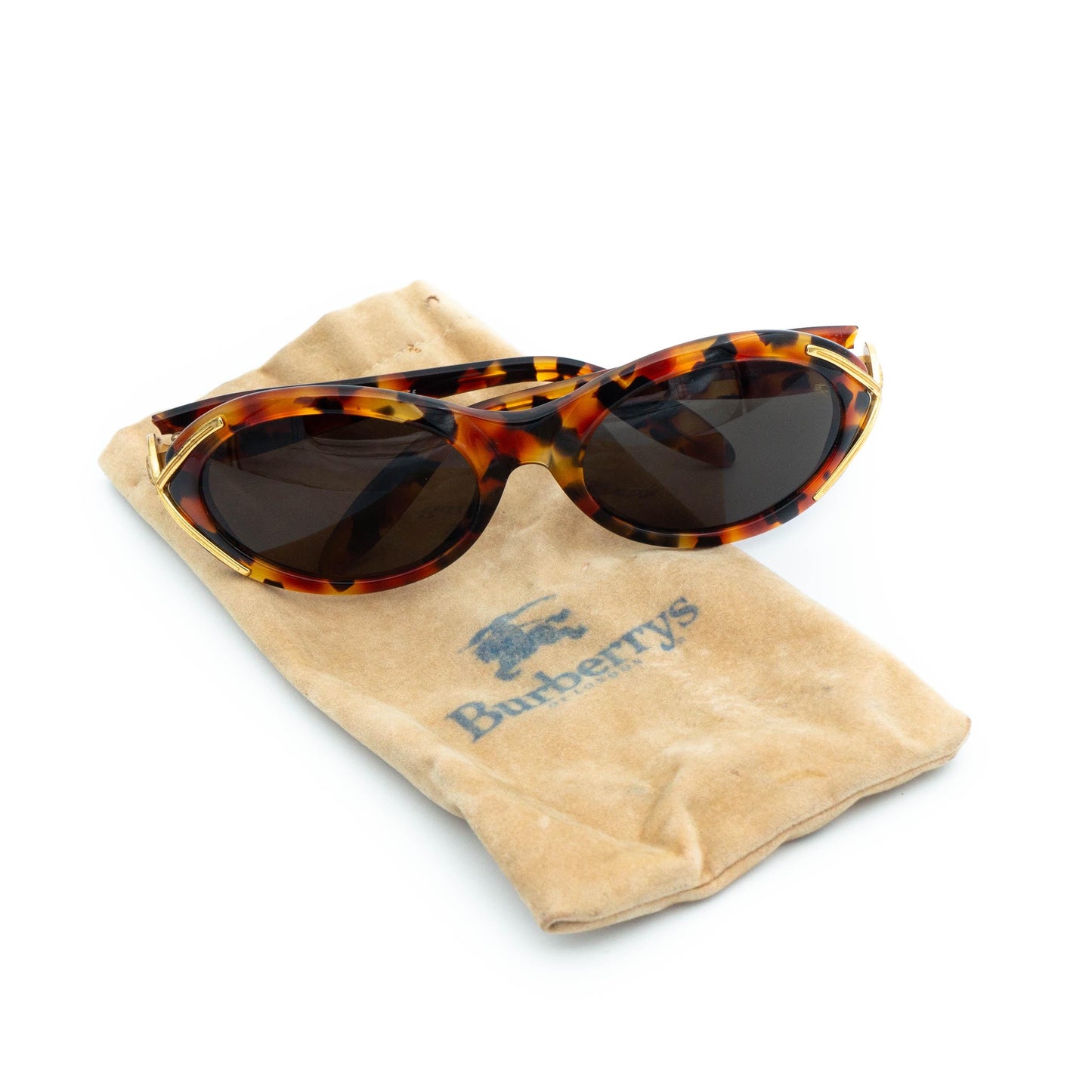 Burberry B 8267 Oval Tortoise Gold Sunglasses Vintage