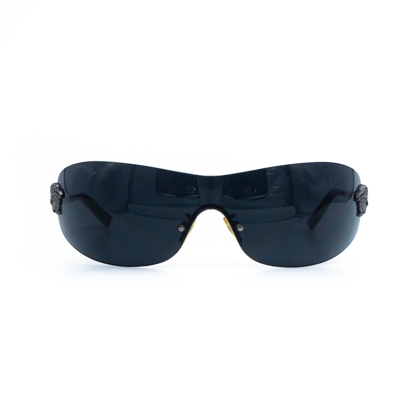 Versace MOD N30 Medusa silver shield sunglasses front view