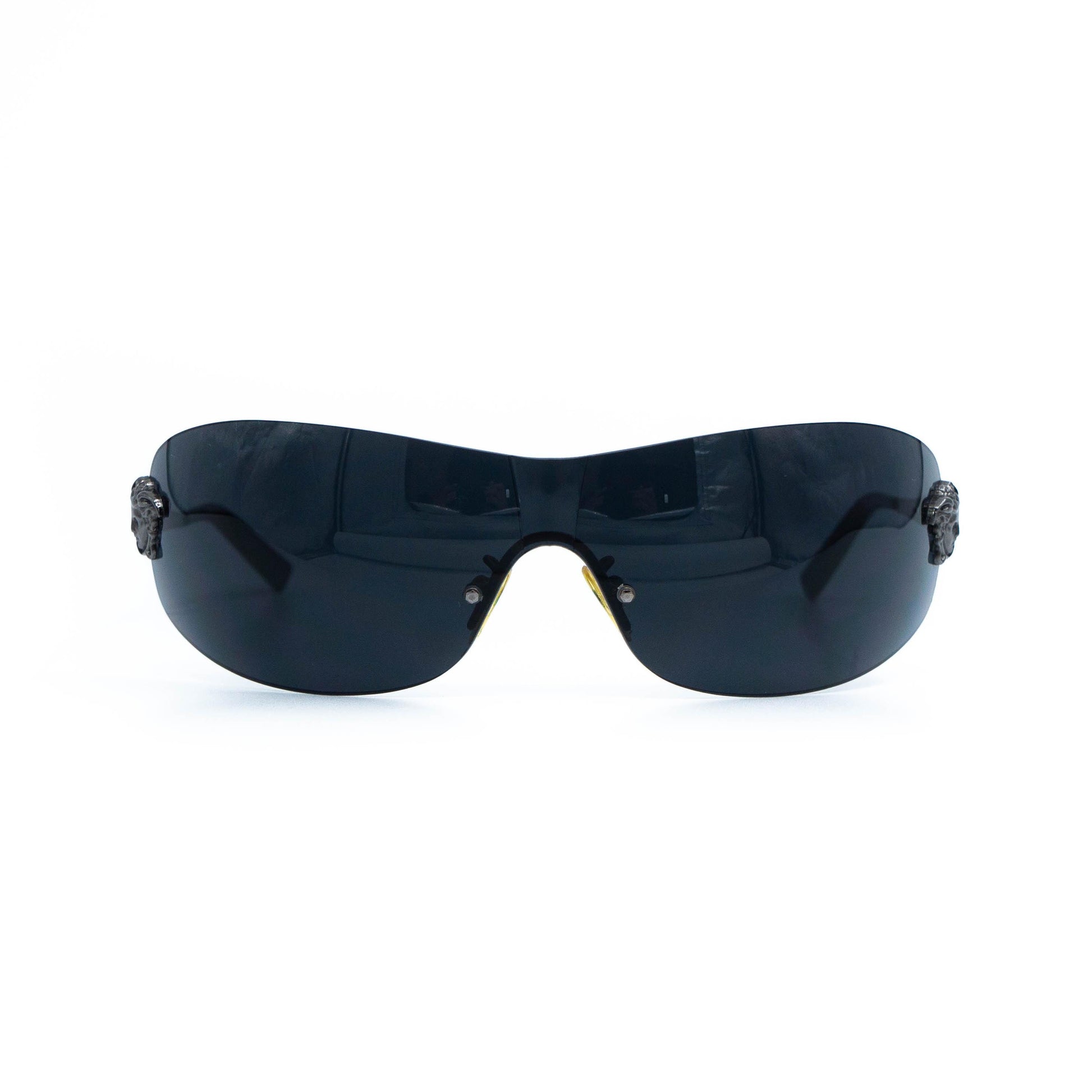 Versace MOD N30 Medusa silver shield sunglasses front view