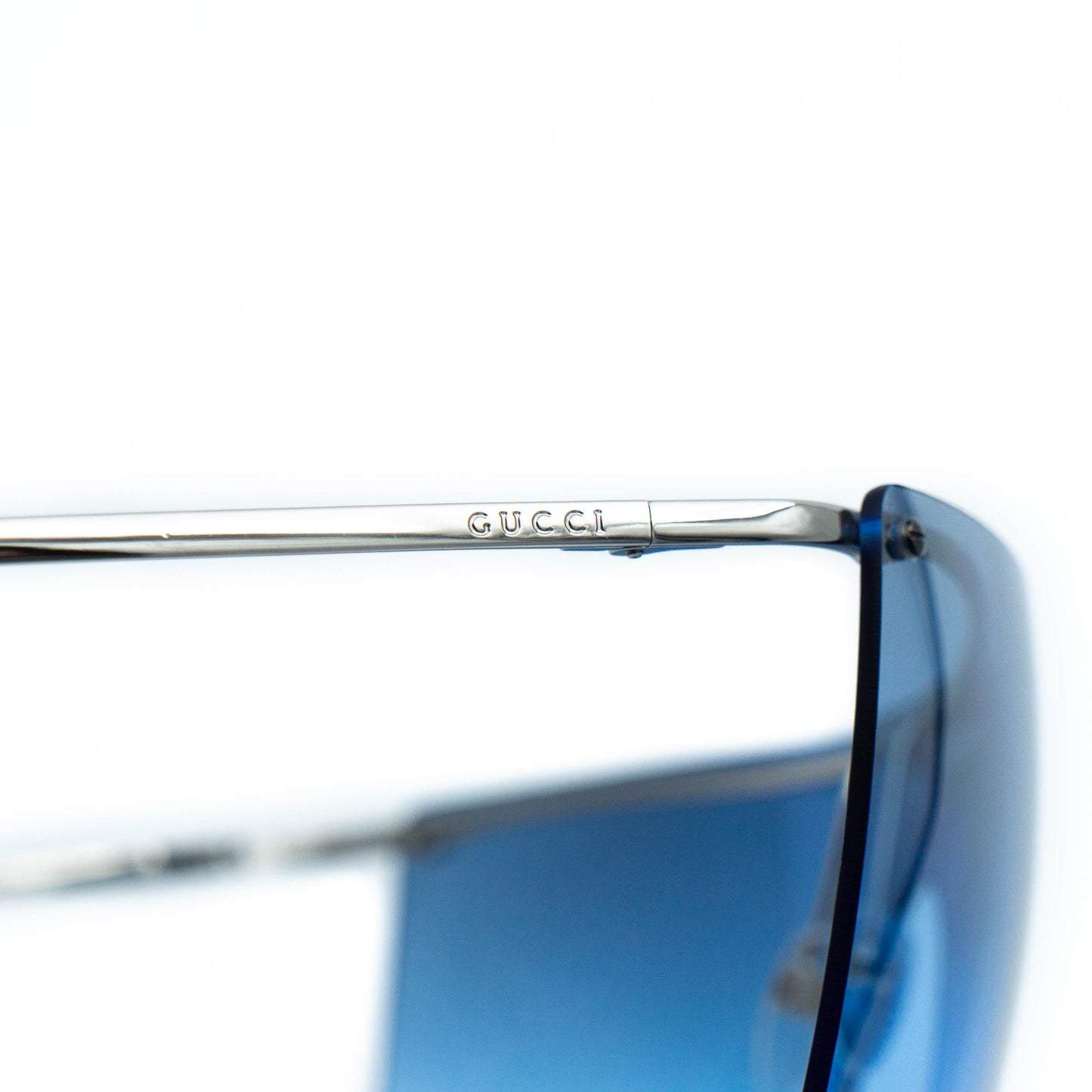 GUCCI GG 2682 Blue Shield Rimless Sunglasses Vintage