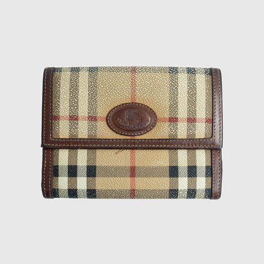 BURBERRY Check Leather Wallet Vintage 90s 00s