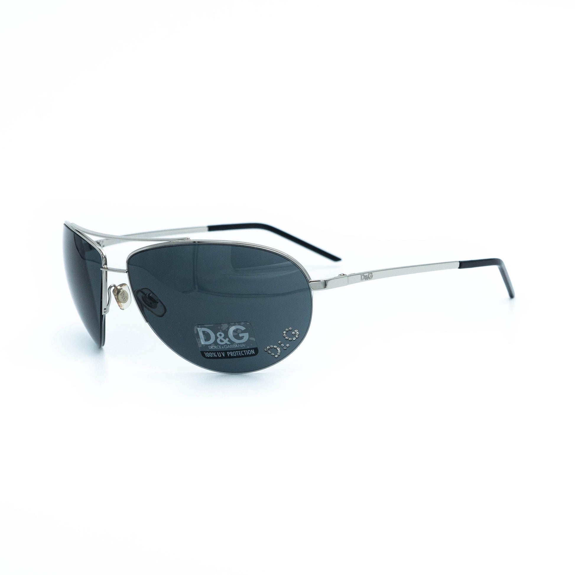 Dolce & Gabbana 2166 silver aviator vintage sunglasses