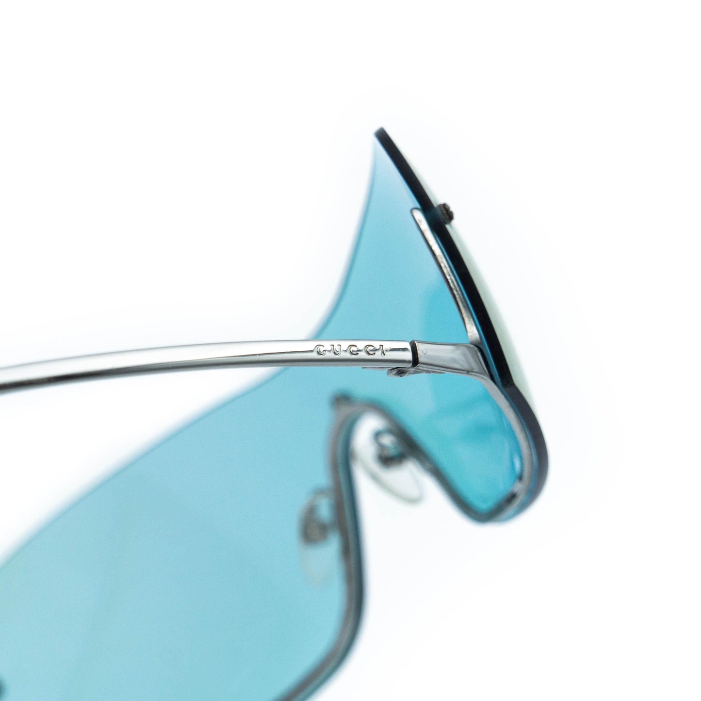 GUCCI GG 1690 Blue Shield Rimless Sunglasses Vintage
