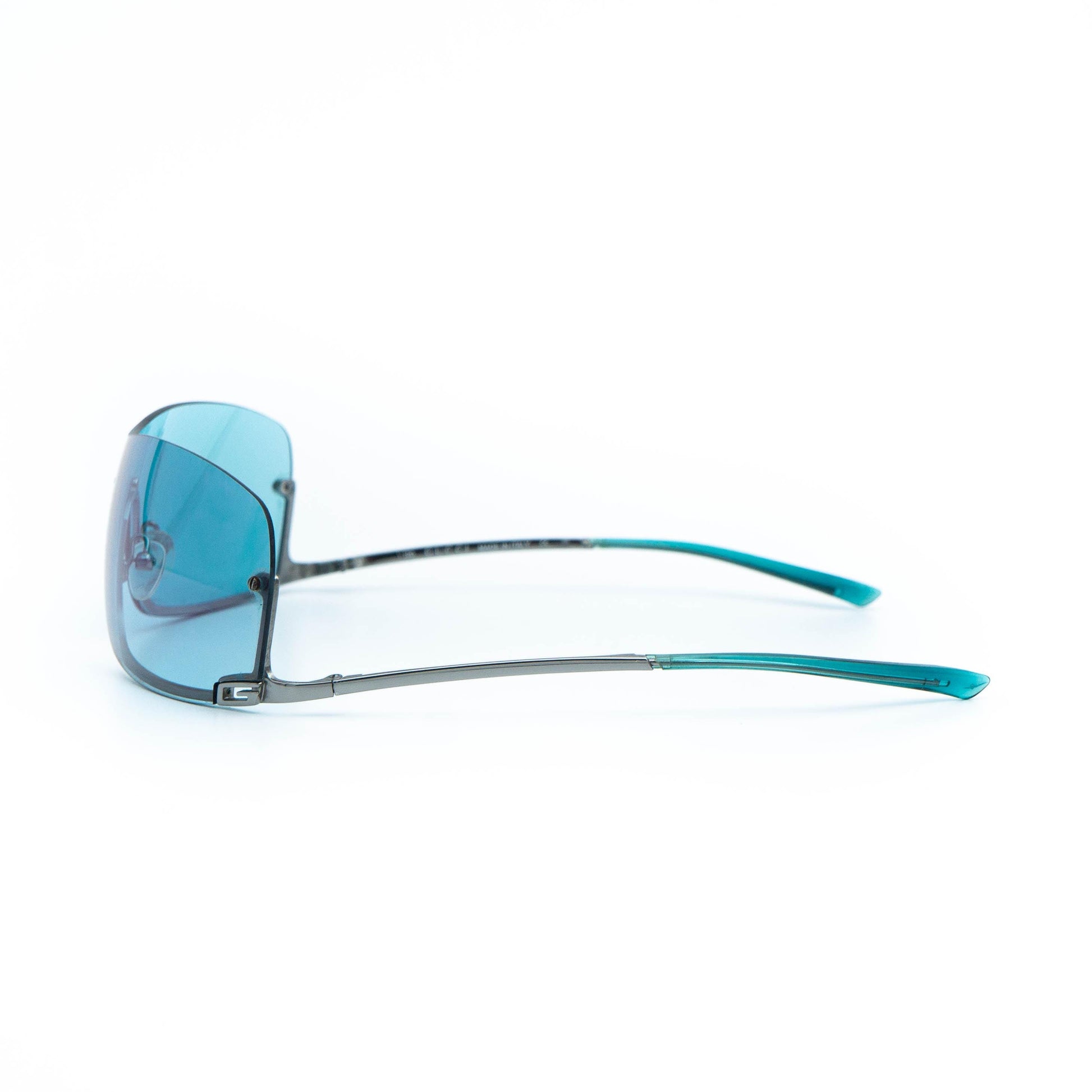 GUCCI GG 1690 blue shield rimless vintage sunglasses