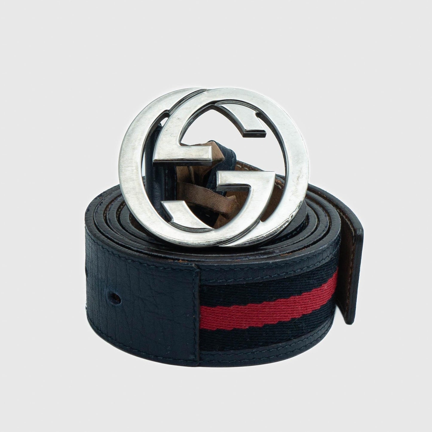 GUCCI GG Logo Belt Dark Blue Vintage 00s