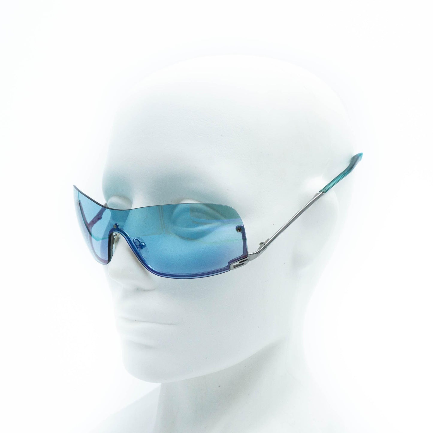 GUCCI GG 1690 blue shield rimless vintage sunglasses