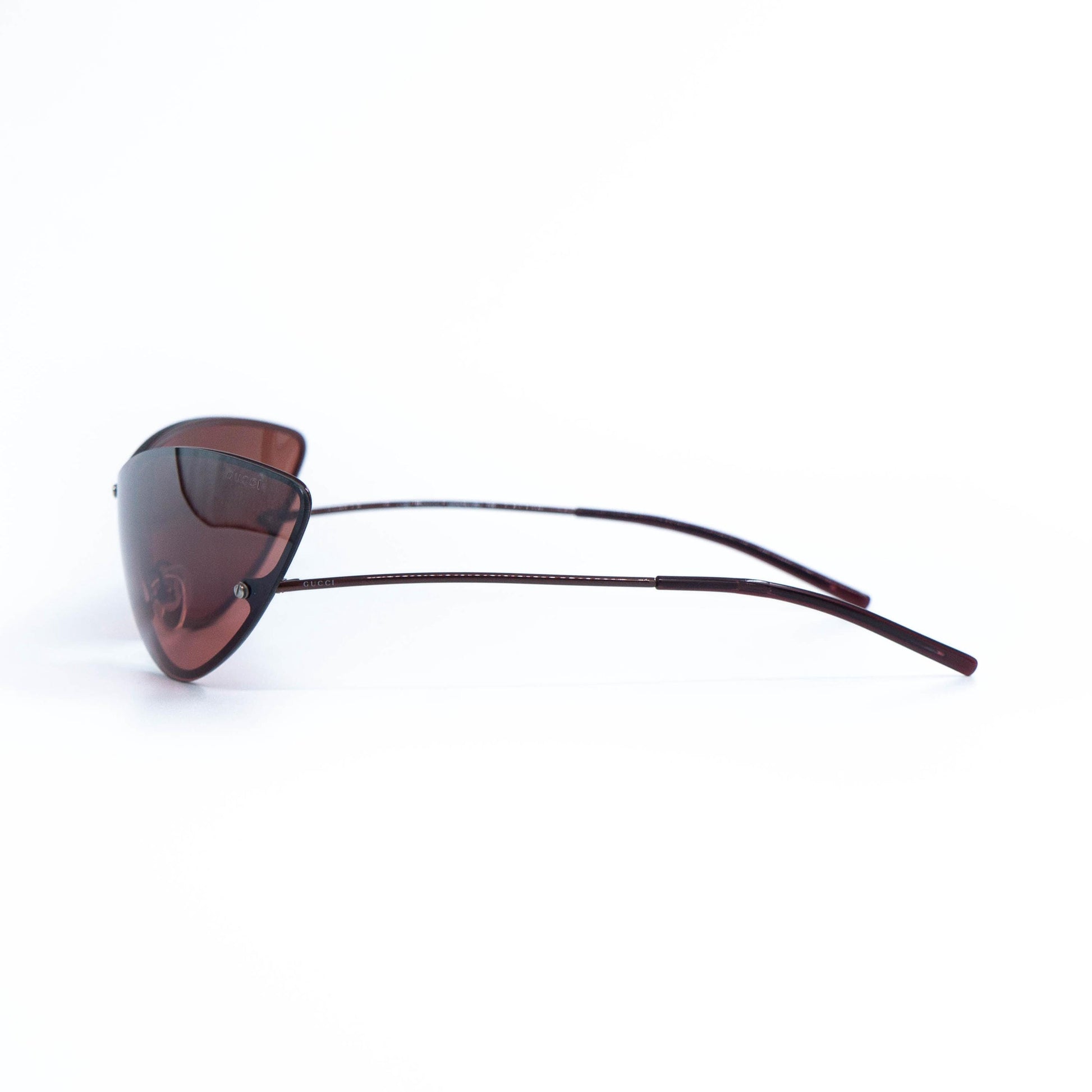 Gucci GG 2665/S brown rimless shield sunglasses front view