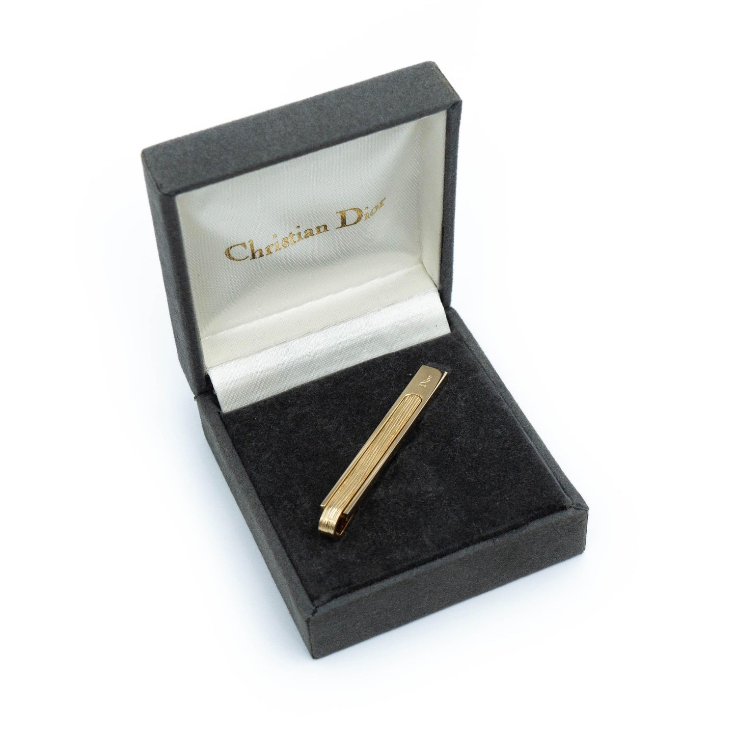 Christian Dior gold tie clip in original box