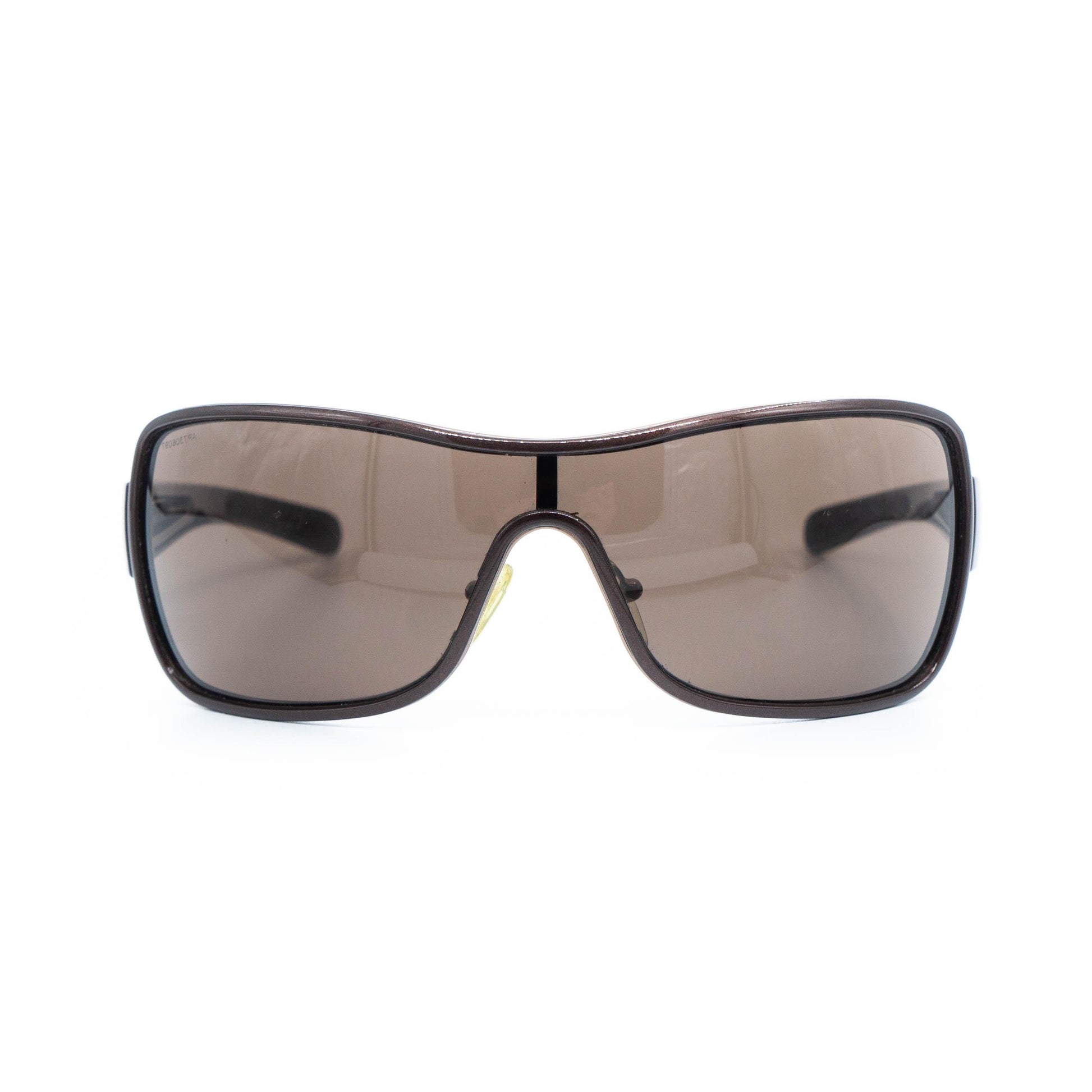 Prada SPS 55G vintage brown shield sunglasses - side view