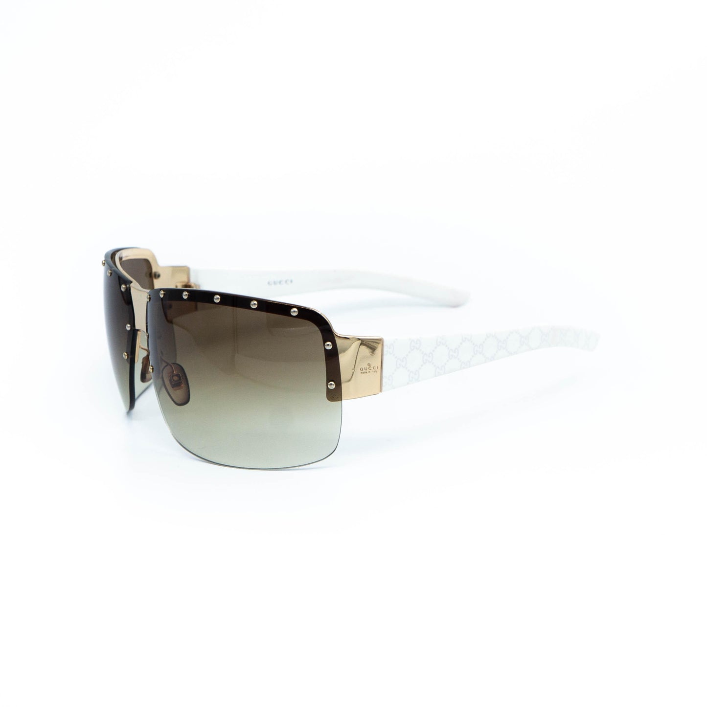 Gucci GG 1819/S white oversized shield sunglasses front view