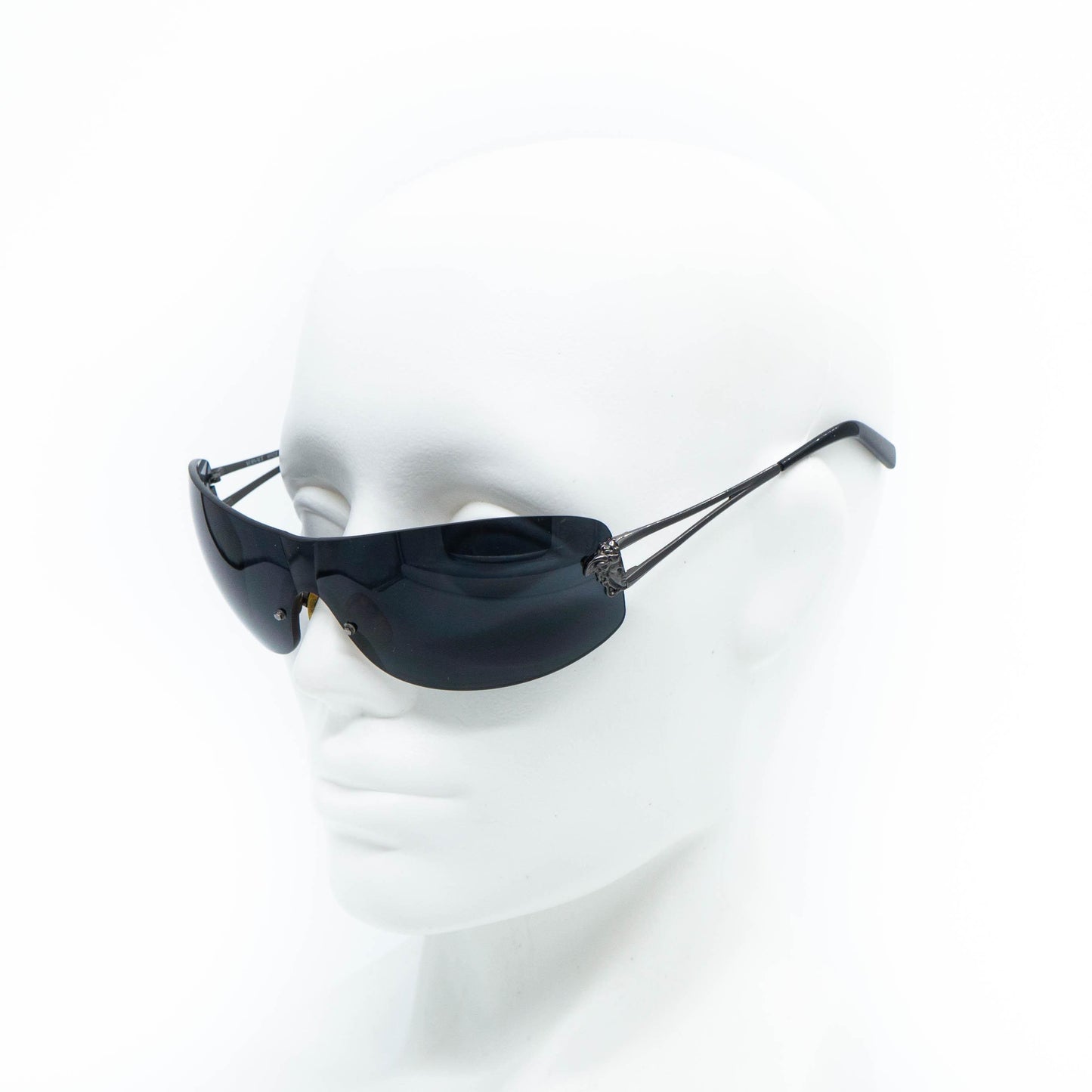 Versace MOD N30 wraparound Y2K sunglasses on mannequin