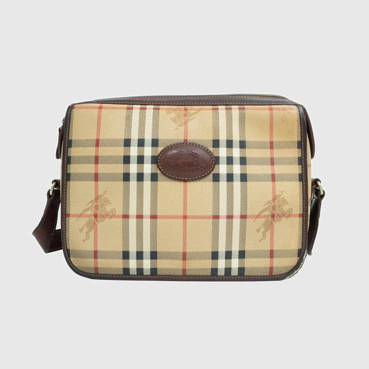 BURBERRY Check Monogram Shoulder Bag Vintage 80s 90s