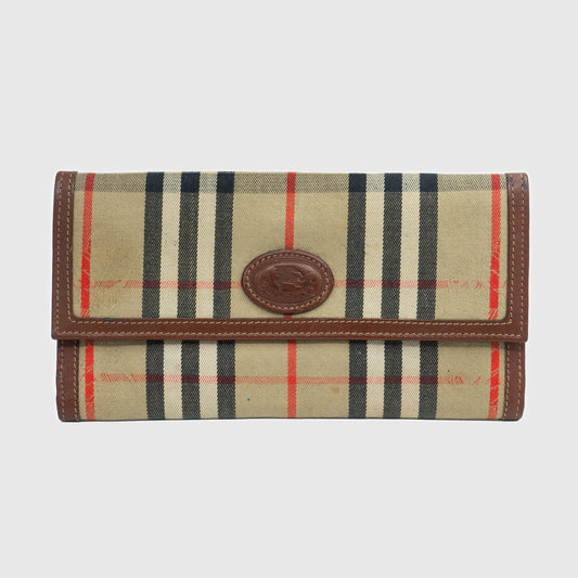 BURBERRY London Check Monogram Wallet Vintage 90s