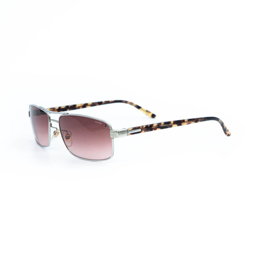 Gucci silver brown rectangular sunglasses front view