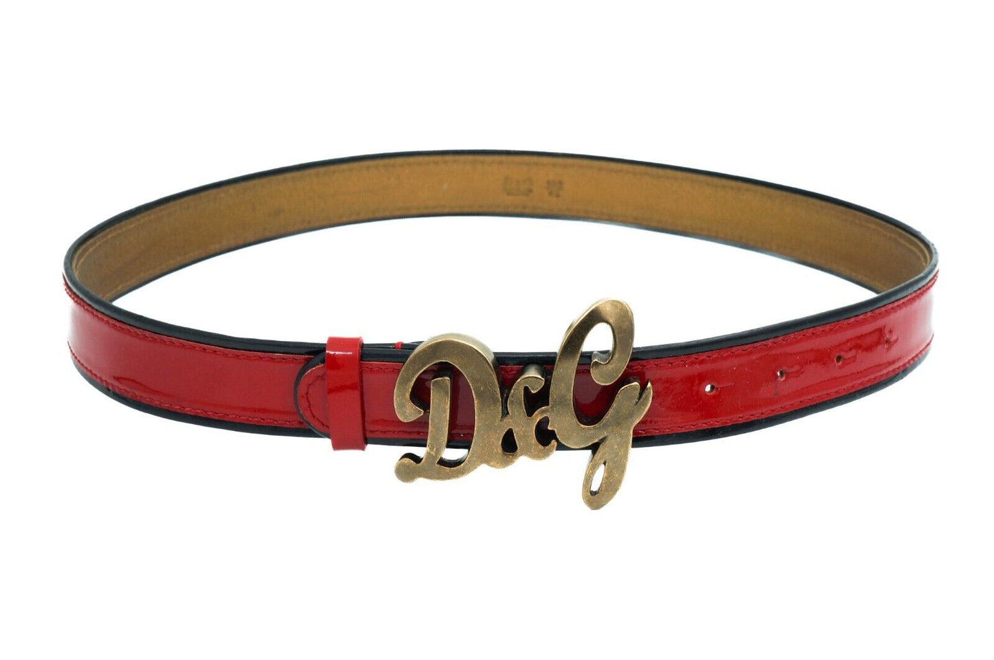 DOLCE & GABBANA Red Gold Metal Leather Belt Vintage 00s