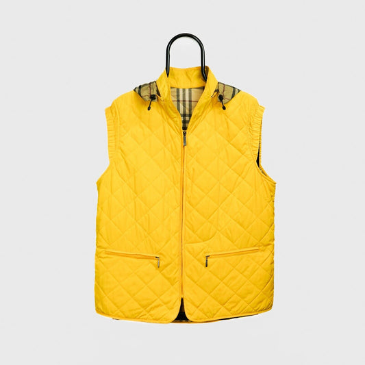 BURBERRY Check Yellow Vest Hood Vintage 90s 00s