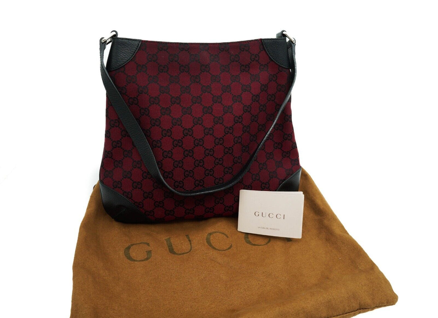 Gucci Red GG Canvas Hobo Bag  Black 257296 521753 02