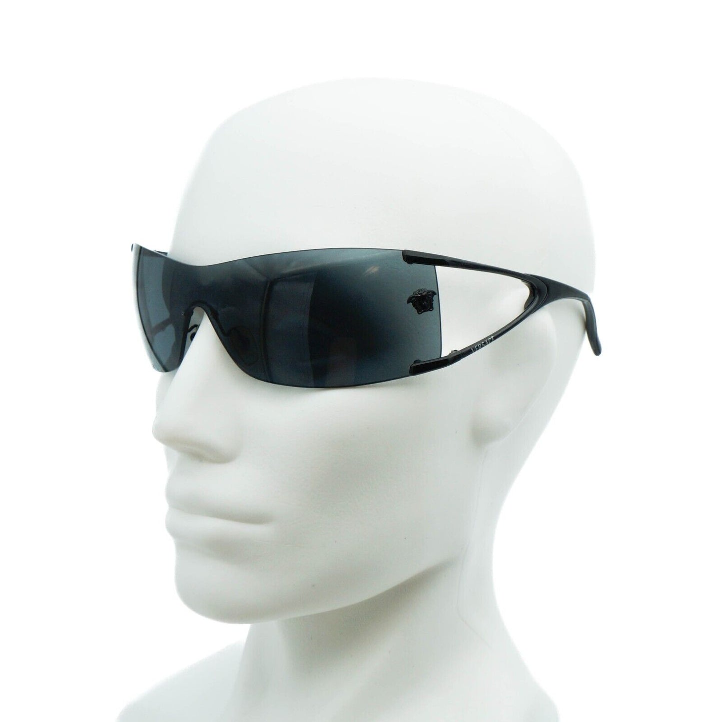 VERSACE MOD 2052 Wrap Mask Sunglasses Black Vintage 00s