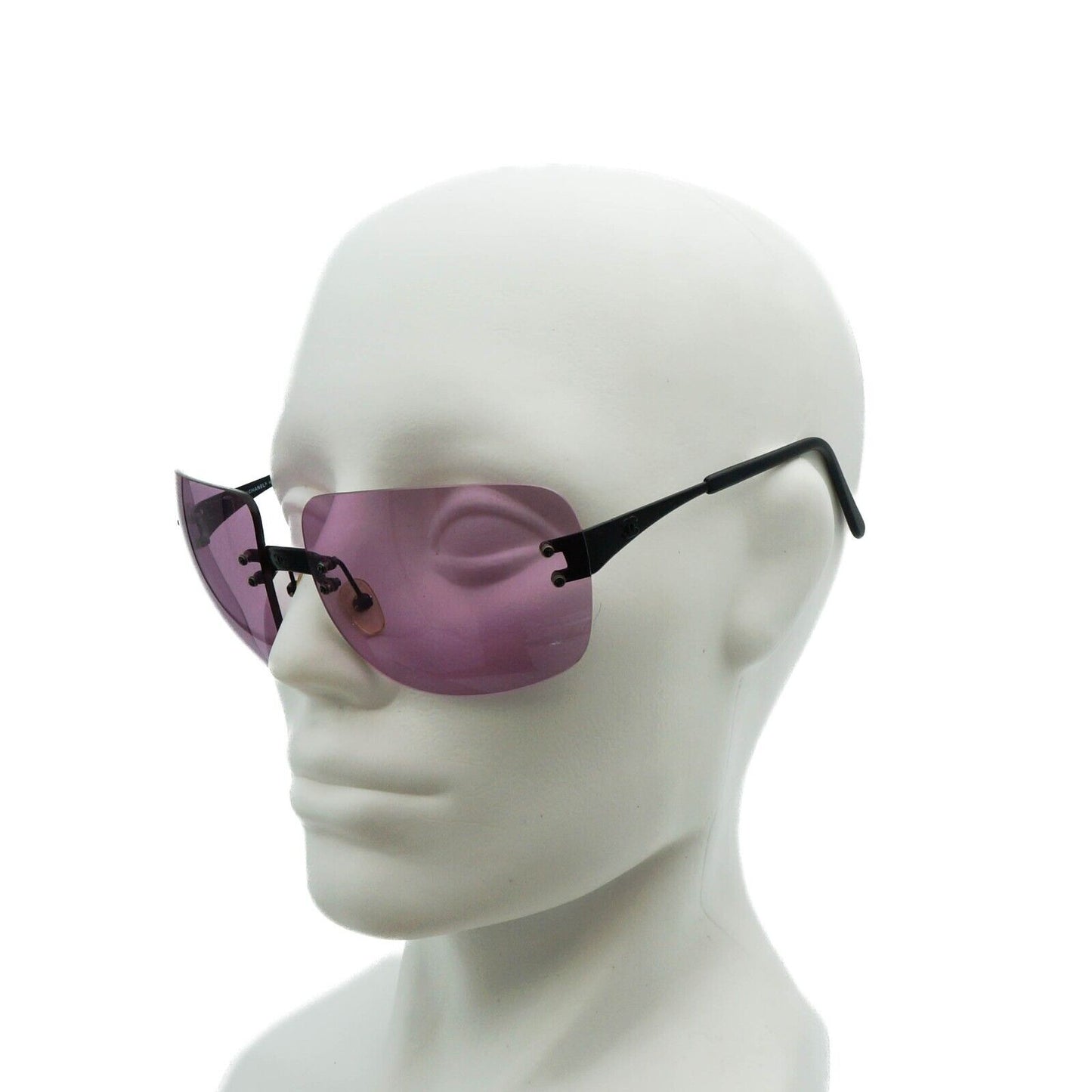 CHANEL 4006 Rimless Black Purple Sunglasses Vintage 00s