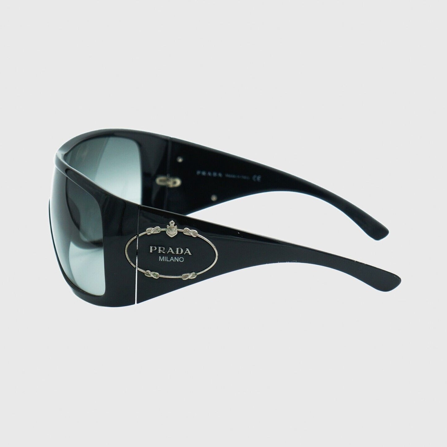 PRADA SPR04H Shield Black Logo Sunglasses Vintage 00s