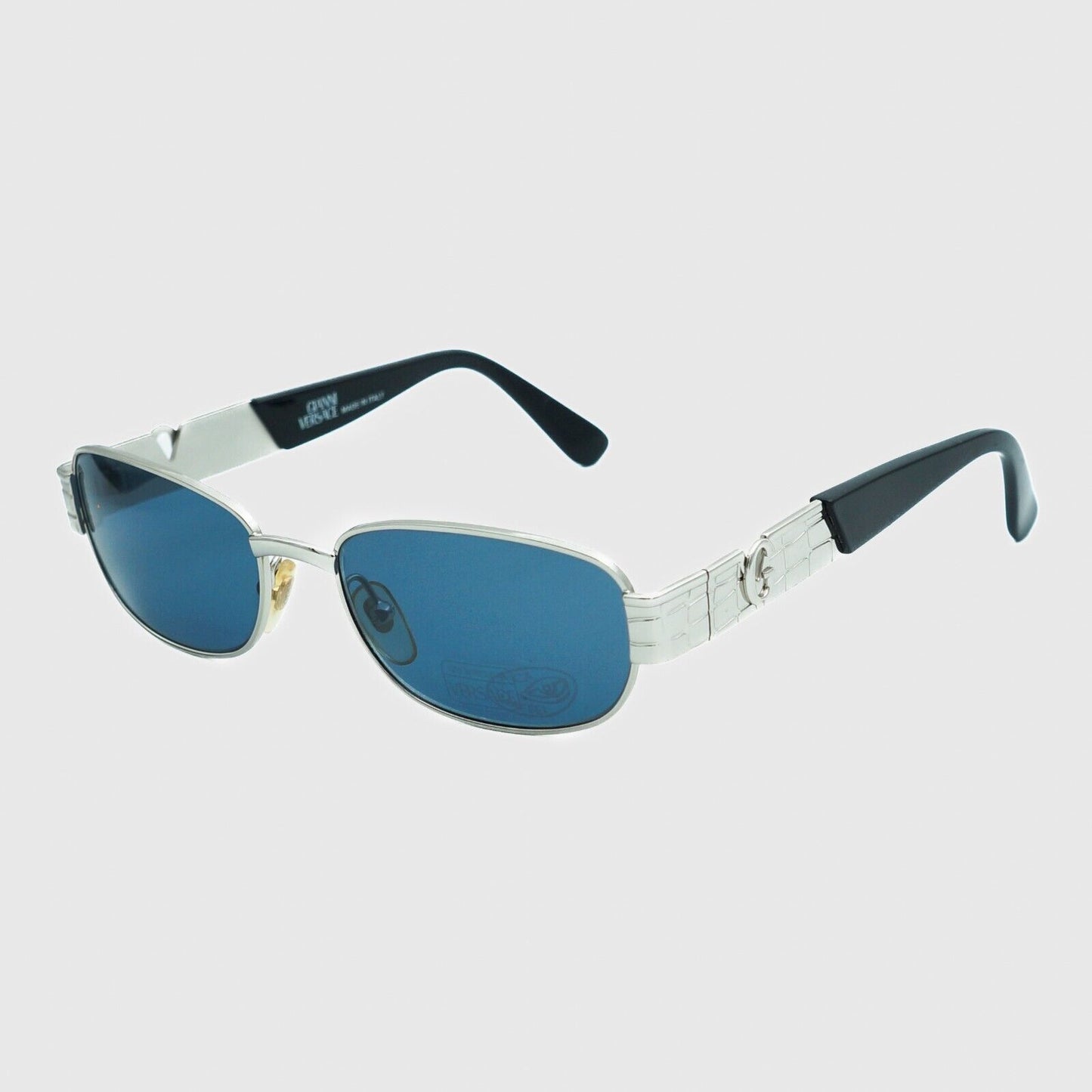 GIANNI VERSACE S21 Black Silver Rectangle Sunglasses Vintage 90s 00s