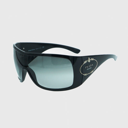 PRADA SPR04H Shield Black Logo Sunglasses Vintage 00s