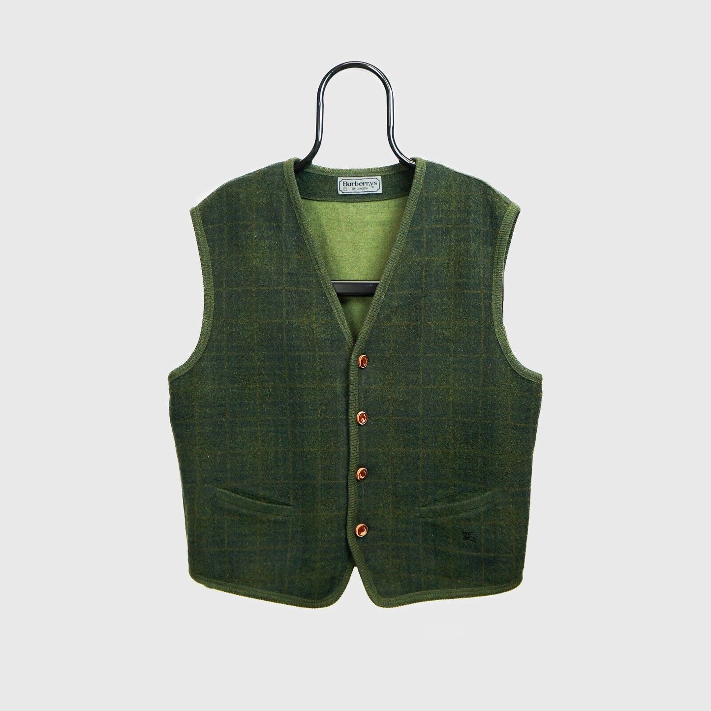 BURBERRY Green Vest Vintage 80s 90s