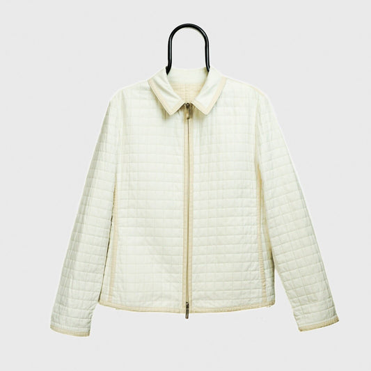 BURBERRY Quilted Women Jacket White Cream Vintage 90s 00s