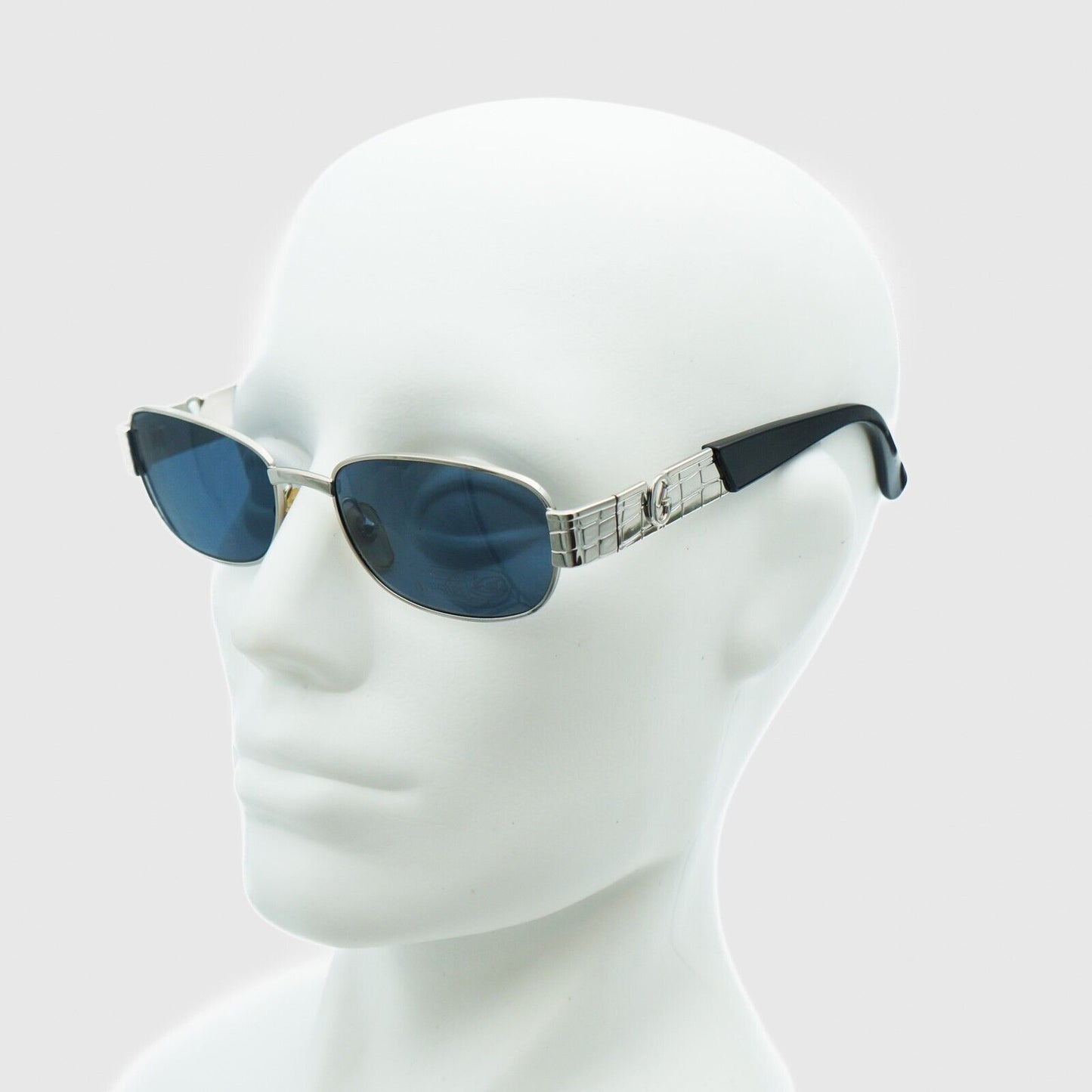 GIANNI VERSACE S21 Black Silver Rectangle Sunglasses Vintage 90s 00s