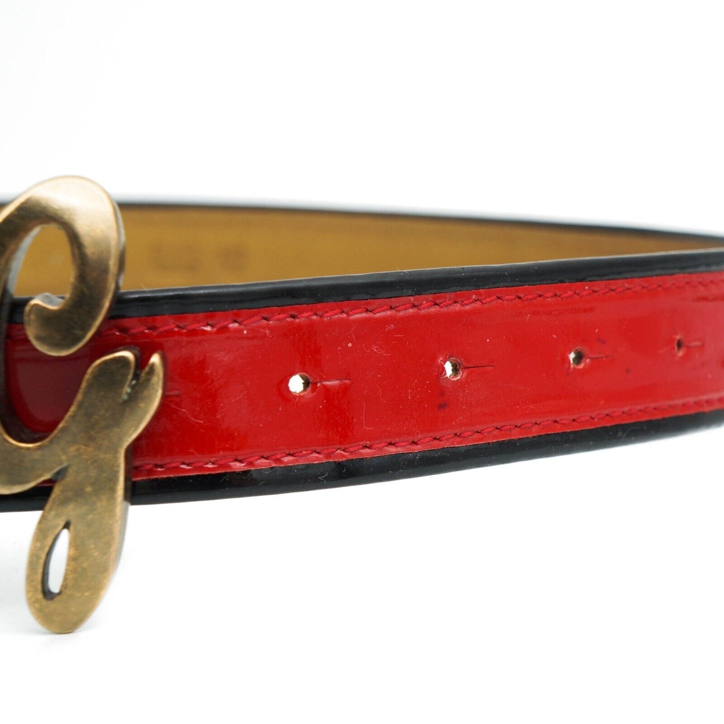 DOLCE & GABBANA Red Gold Metal Leather Belt Vintage 00s