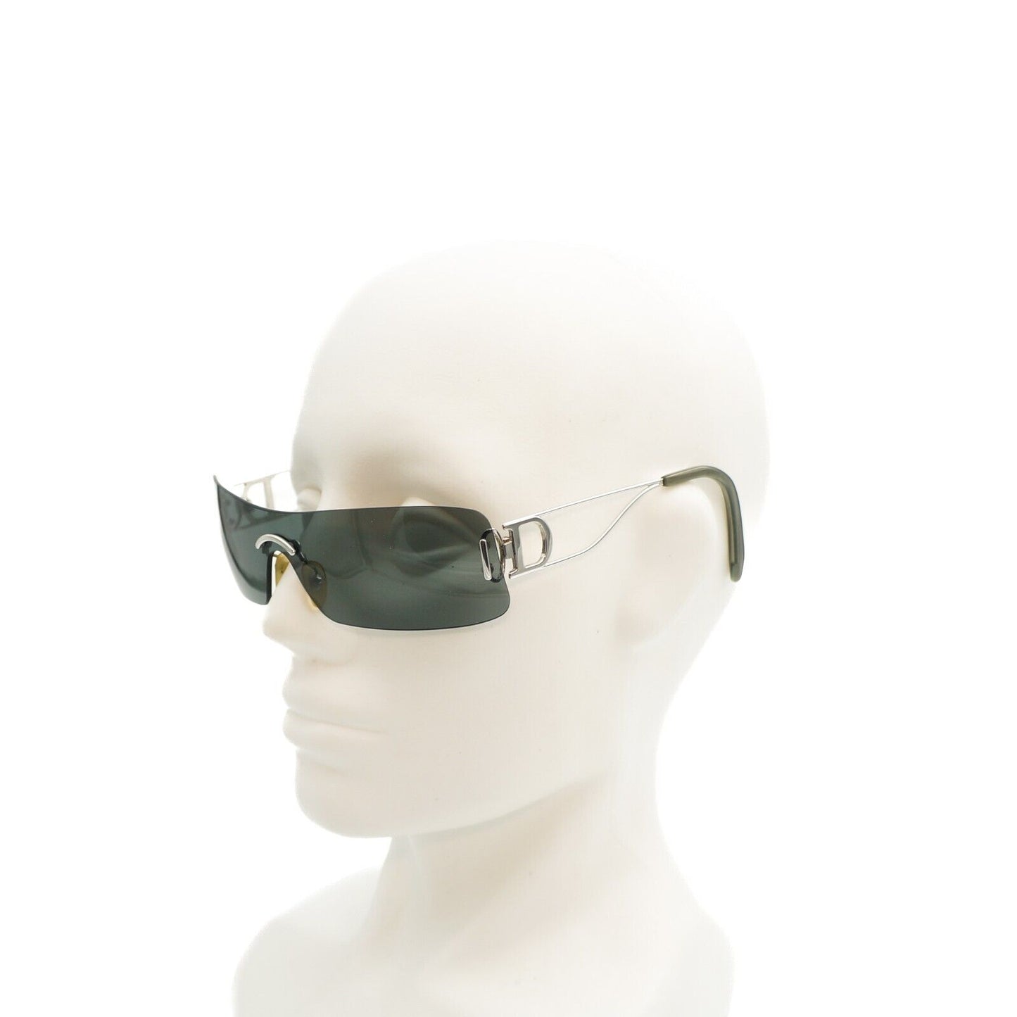 Christian DIOR MISS DIORELLA Silver Rimless Shield Sunglasses Vintage 90s 00s