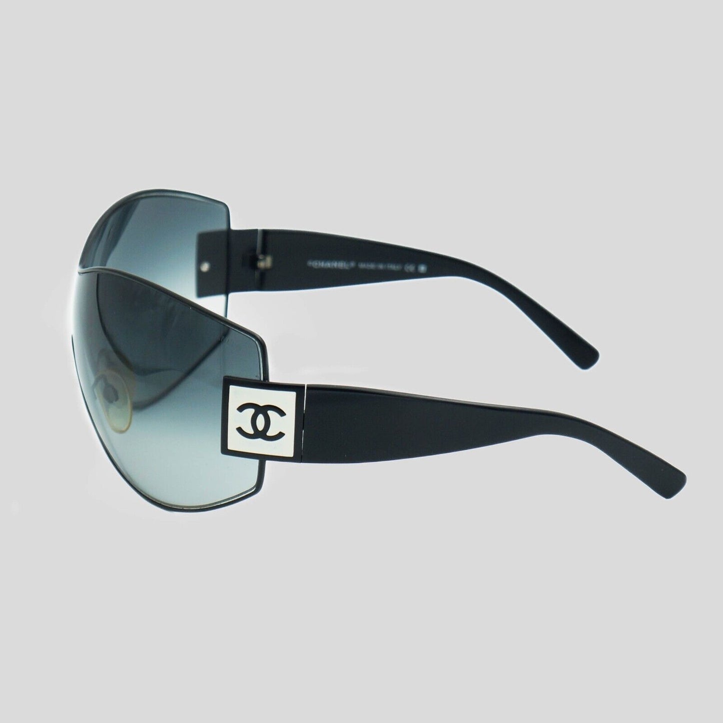 CHANEL 4114 Mask Shield Black Sunglasses Vintage 90s 00s