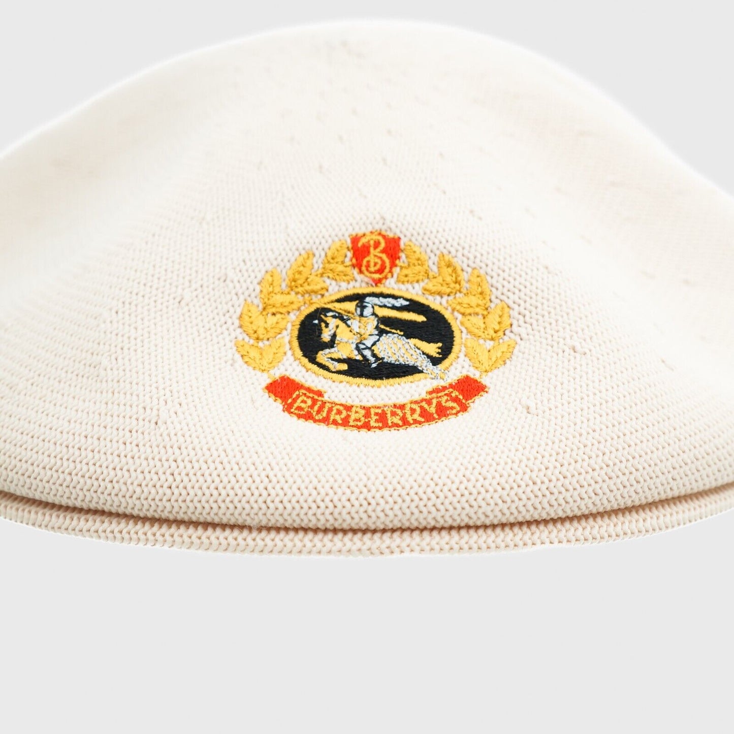 Rare BURBERRY Logo Flat Cap Check Beige White Vintage 90s