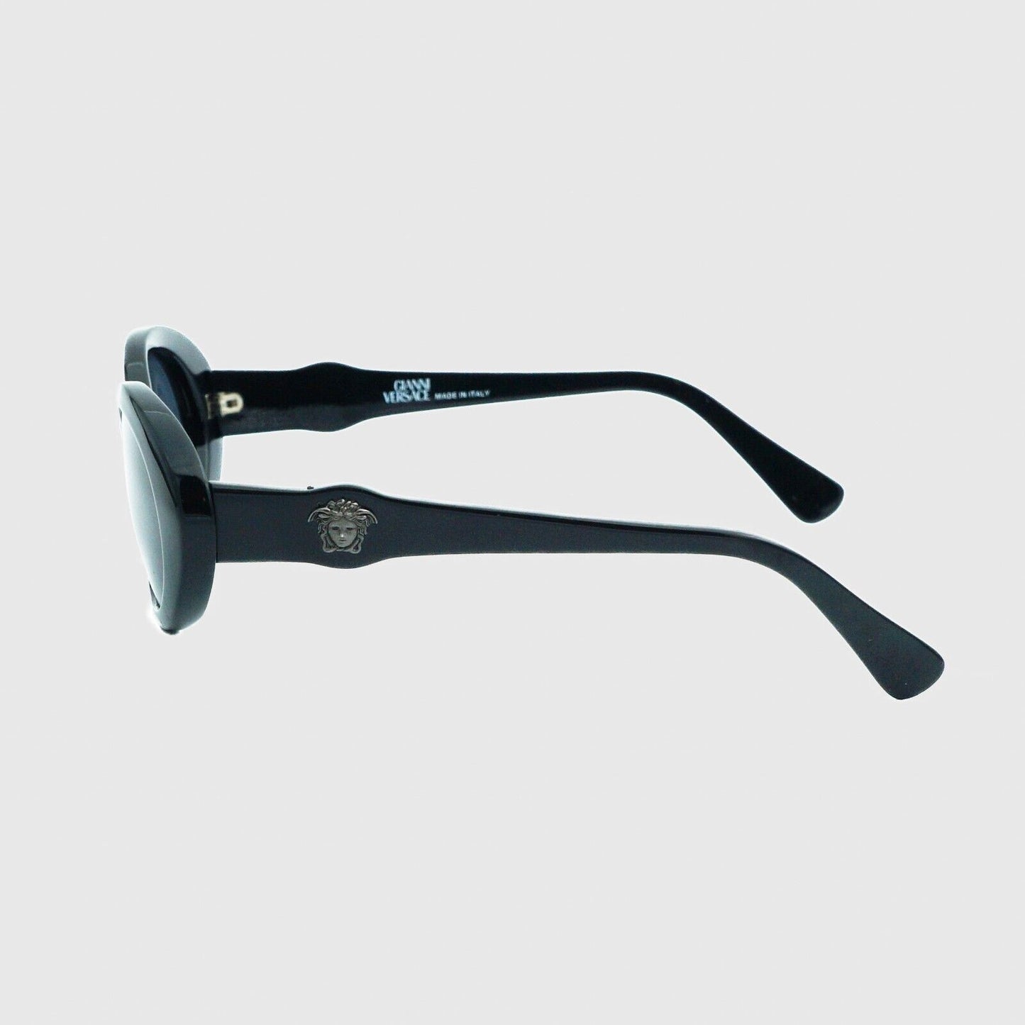 GIANNI VERSACE 342 Medusa Black Oval Sunglasses Vintage 90s
