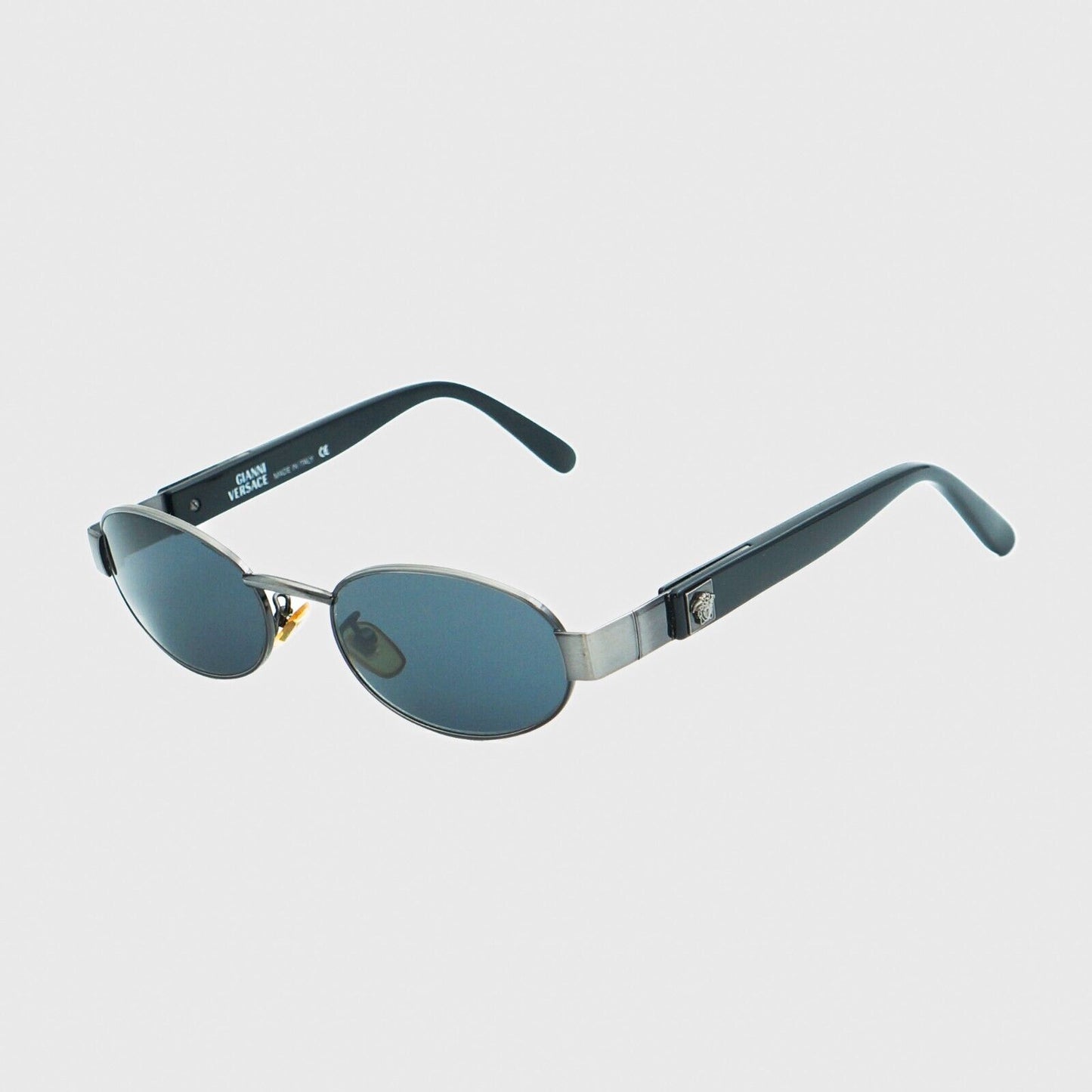 GIANNI VERSACE MOD X18 Medusa Oval Black Sunglasses Vintage 90s 00s