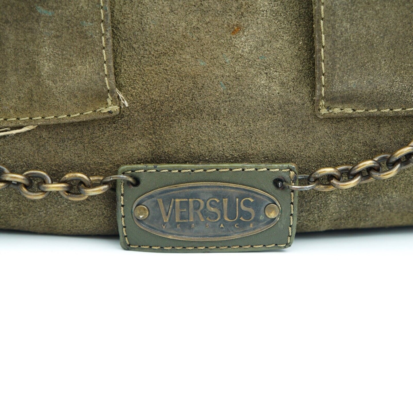 VERSUS Versace Green Leather Bag Vintage 90s 00s
