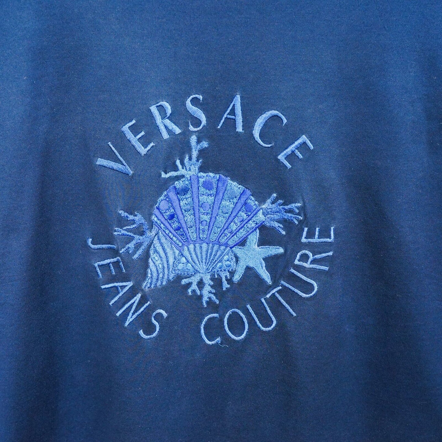 VERSACE Jeans Couture Vintage Tee Shirt Blue 90s 00s