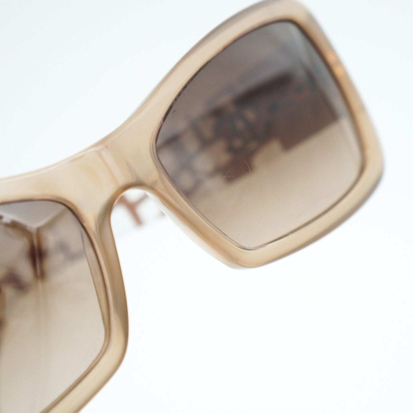 CHANEL Beige White Cat Eye Sunglasses Women