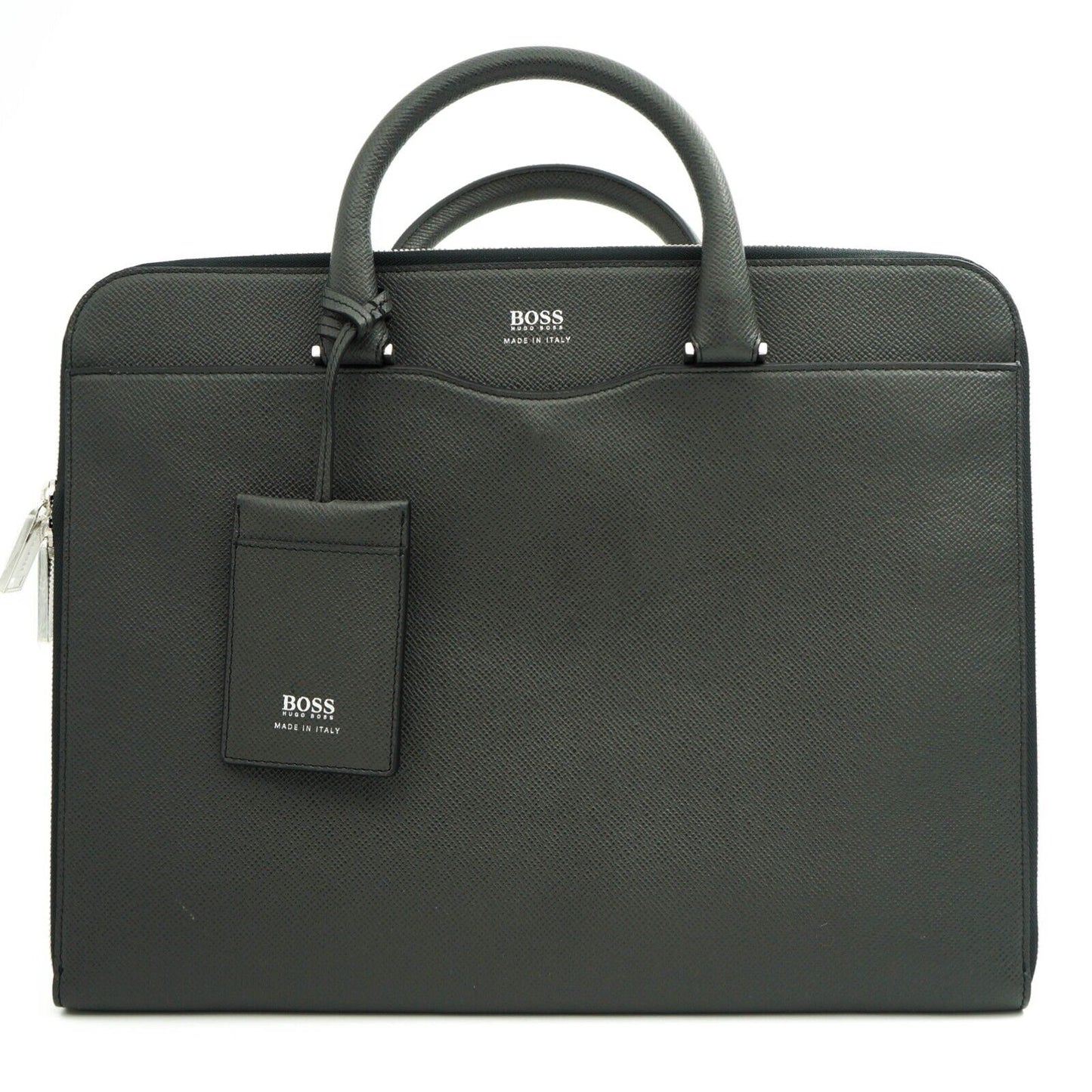 HUGO BOSS Document Laptop Case Black Leather Bag Briefcase
