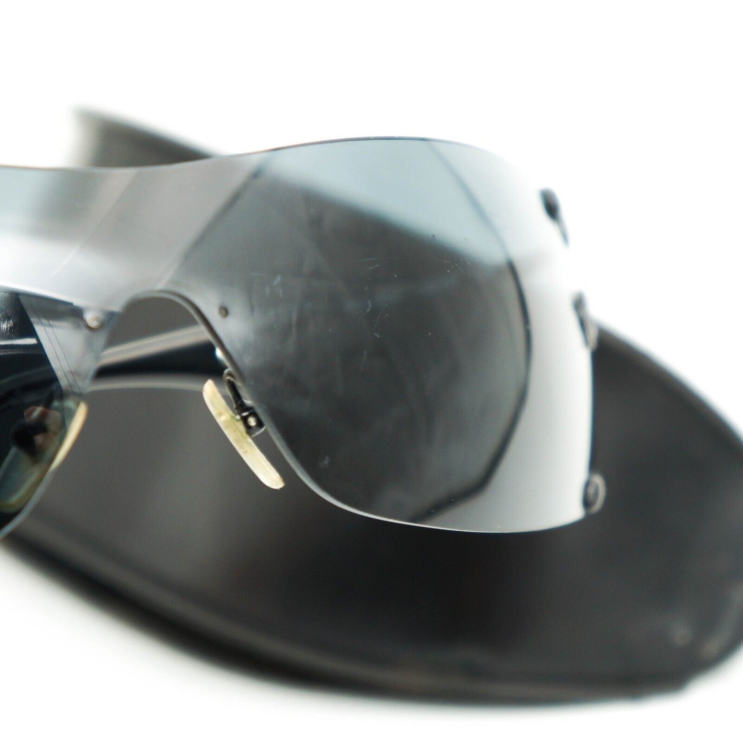 VERSACE MOD 2052 Wrap Mask Sunglasses Black Vintage 00s