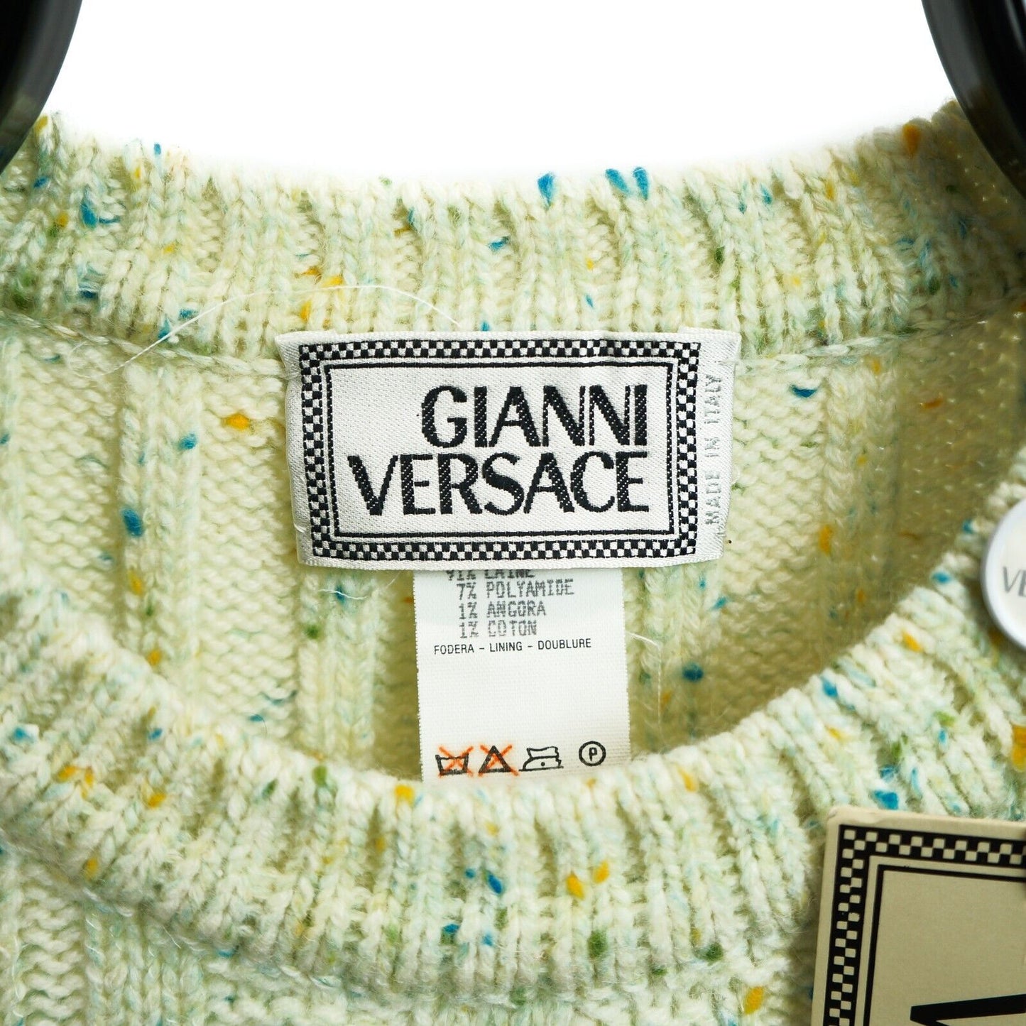 GIANNI VERSACE Knitted Vest Green Yellow Vintage 80s 90s